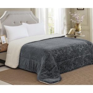 Jorgan - prekrivač sa krznom 200×220 - SIVI