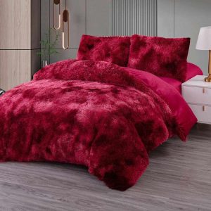 Čupavi set posteljine - 4 dela (Bordo)