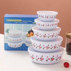 Emajlirane činije sa poklopcima  - Set 5komada