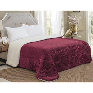 Jorgan - prekrivač sa krznom 200×220 - BORDO