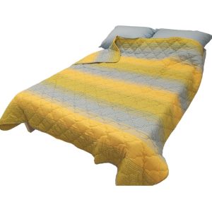 Komplet Štep francuski ležaj Mikrofiber  Plavo/Zuti